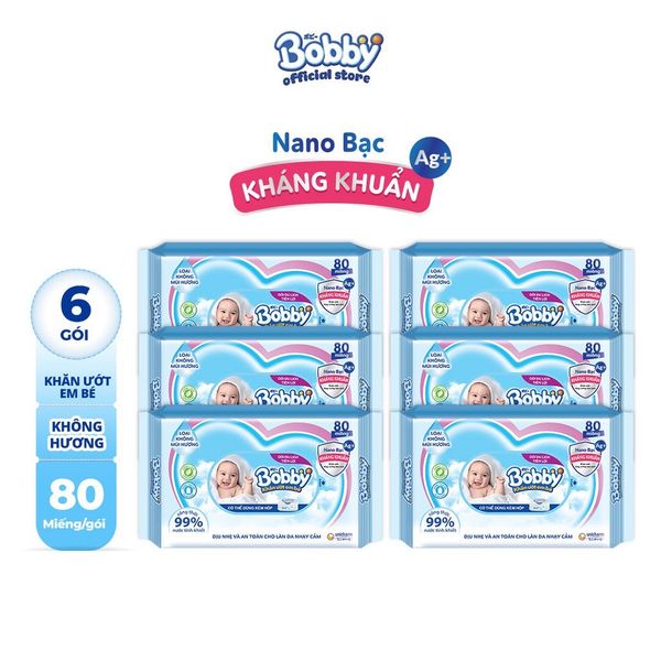 Khăn Ướt Bobby 100 Tờ - Không Paraben, Khôn Alcohol, Không mùi