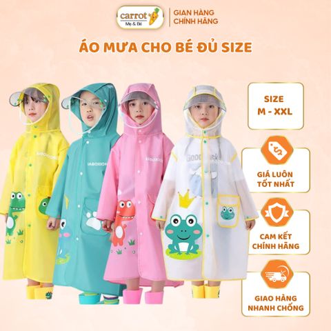 Áo Mưa Trẻ Em Chống Thấm Nước, Họa Tiết Hình Thú Dễ Thương Cho Bé Cao 110-140Cm