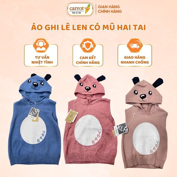 Áo Ghi Lê Len Có Mũ Hai Tai, Áo Ghi Le Cho Bé Trai Và Bé Gái