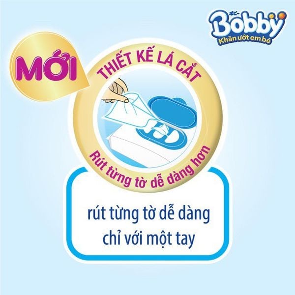 Khăn Ướt Bobby 100 Tờ - Không Paraben, Khôn Alcohol, Không mùi