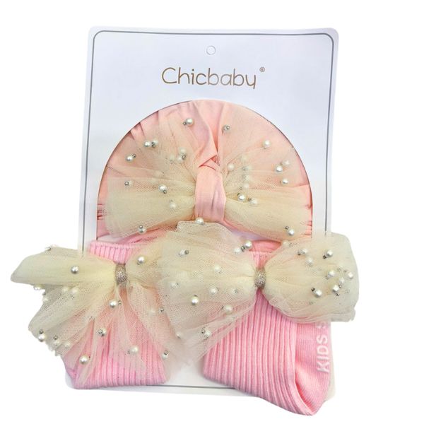 Set Mũ Turban Kèm Tất  CHICBABY Nhiều Mẫu Xinh Xắn Đáng Yêu Cho Bé Sơ Sinh 0-12 Tháng