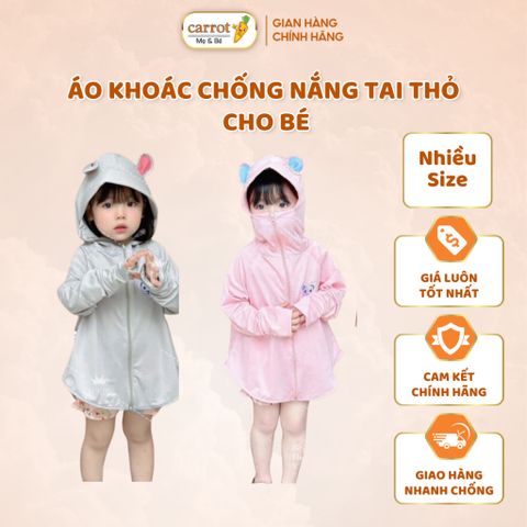 Áo Khoác Chống Nắng Cho Bé Thông Hơi Kim Cương Tai Thỏ