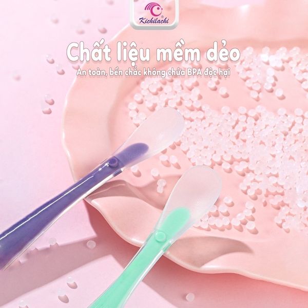Set 2 Thìa Silicon Ăn Dặm Kichilachi, Thìa Ăn Dặm Cho Bé