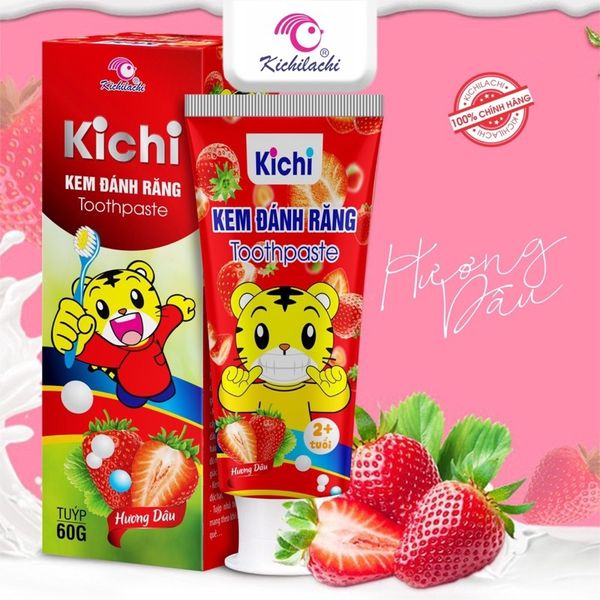 Kem Đánh Răng Kichi Vị Táo, Dâu 45G 2Y+ (Hộp)