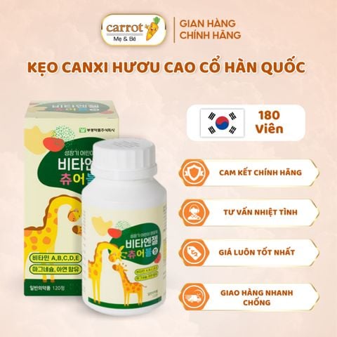 Kẹo Canxi Hươu Cao Cổ Hàn Quốc 1 lọ, Tăng Chiều Cao Cho Bé, Phát Triển Trí Thông Minh, Giúp Bé Ăn Ngon Mệng