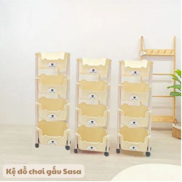 Kệ Đựng Đồ Chơi Đa Năng Cho Bé, Kệ 4 Tầng Sasa Hình Gấu