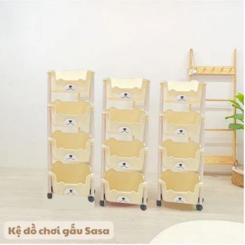 Kệ Đựng Đồ Chơi Đa Năng Cho Bé, Kệ 4 Tầng Sasa Hình Gấu