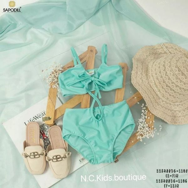 Bộ Đồ Bơi Bé Gái Màu Xanh SAPODILL, Đồ Bơi Cho Bé Gái Đi Biển