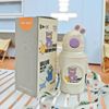 Bình Giữ Nhiệt Gulugu Họa Tiết Tai Thỏ Lõi Inox Chống Gỉ Kèm Quai Đeo 500ML Màu Ngẫu Nhiên