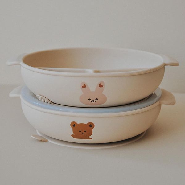 Khay Kèm Thìa Nĩa Silicon Dotodot Có Kèm Nắp Và Ống Hút