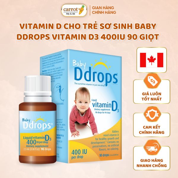 Vitamin D3 Drop Baby Ddrops, Bổ Sung Vitamin D3 Cho Bé , 90Drops - Siêu Thị Mẹ Và Bé Carrot
