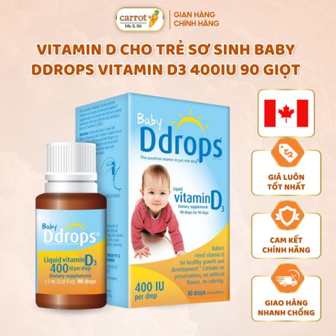 Vitamin D3 Drop Baby Ddrops, Bổ Sung Vitamin D3 Cho Bé , 90Drops - Siêu Thị Mẹ Và Bé Carrot