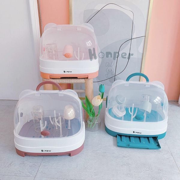 Khay Úp Bình Sữa Honper HP532 Cao Cấp, Giá Úp Bình Sữa Đa Năng Có Khay Thoát Nước