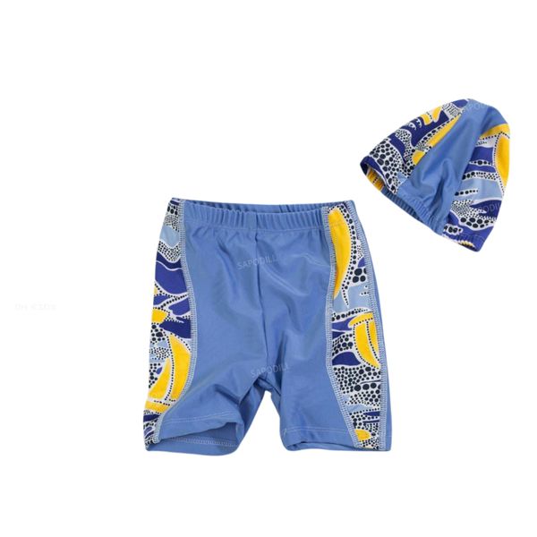 Quần Bơi SAPODILL Phối Hình Kèm Mũ Màu Xanh Dương Cho Bé Trai