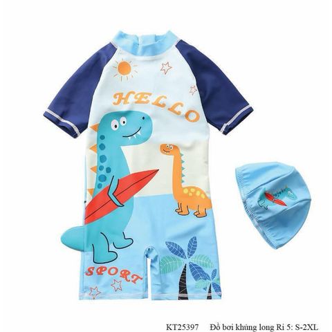 Đồ Bơi Khủng Long Xanh S-2XL, Set Đồ Bơi Cho Bé Trai