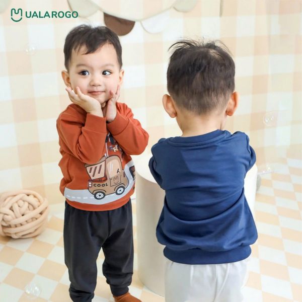 Bộ Dài Tay Nỉ Chéo Ualarogo UR3646, Set Đồ Bộ Cho Bé Trai 1-5 Tuổi