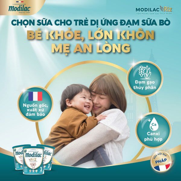 Sữa Gạo Modilac Expert Riz Số  2, Cho Bé Dị Ứng Đạm Sữa Bò Bất Dung Nạp Lactose Pháp 800G