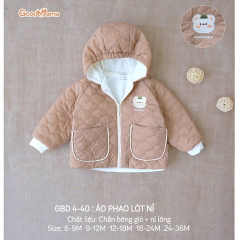 Áo Phao Lót Nỉ Trần Bông GOODMAMA Ấm Áp Cho Bé 6 Tháng - 3 Tuổi