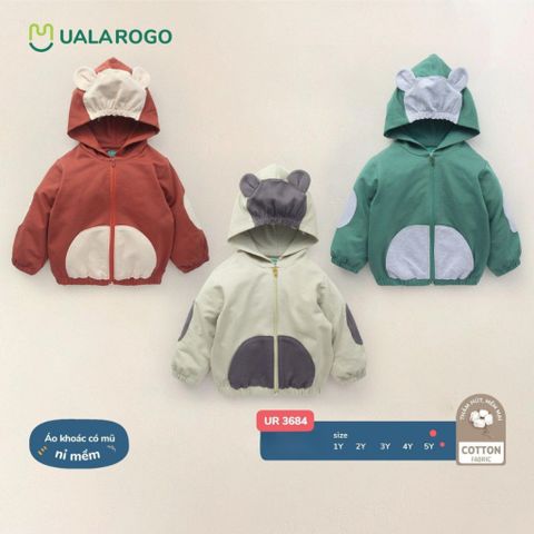 Áo Khoác Nỉ Ualarogo Có Tai UR3684 Cho Bé Trai Và Bé Gái