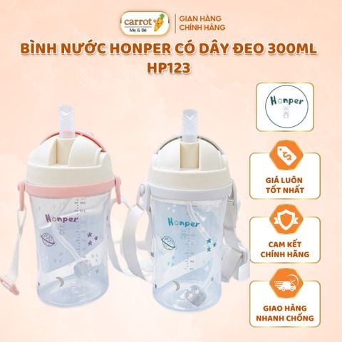 Bình Nước HONPER Có Dây Đeo 300ML  HP123, Bình Tập Uống Cho Bé