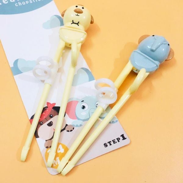 Đũa Tập Ăn Hình Gấu, Voi Little Bees, Đũa Tập Ăn Xỏ Ngón Cho Bé