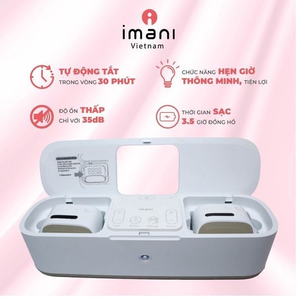 Máy Hút Sữa Không Dây Đôi Imani Ibox 2In1, 9 Chế Độ Hút Sữa Và 5 Chế Độ Massage