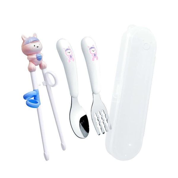 Set Thìa, Dĩa, Đũa Hình Thú Kèm Hộp Đựng Cho Bé