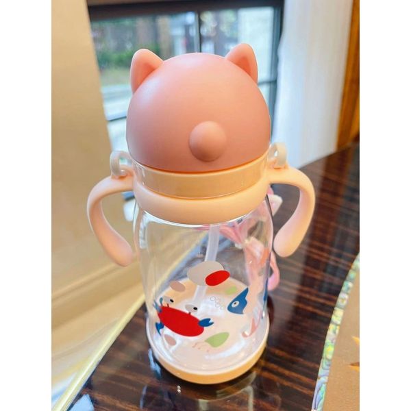 Bình Tập Uống Honper Tai Gấu 550ML Có Dây Đeo, Bình Uống Nước Cho Bé