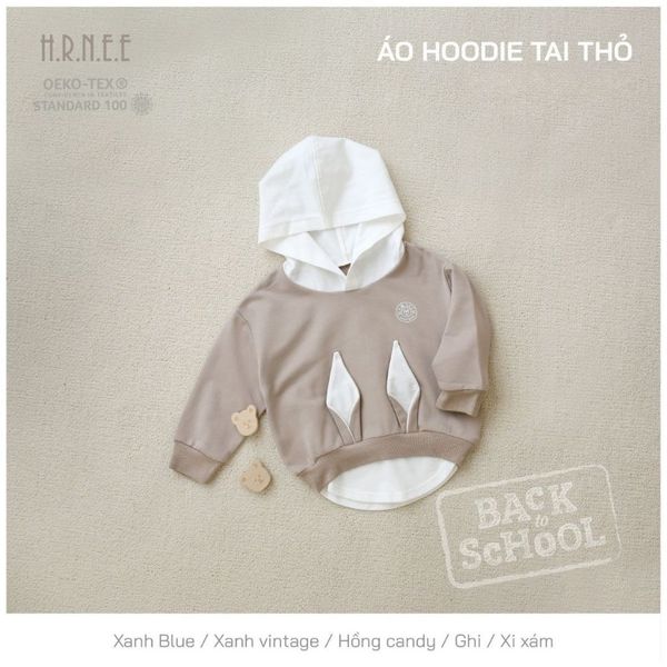 Áo Hoodie Tai Thỏ Hrnee, ÁO Thu Đông Trẻ Em Cao Cấp