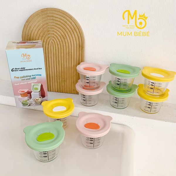 Set 3 Hộp Thủy Tinh Trữ Đông MumBebe 160ML, Hủ Thuỷ Tinh Chia Vạch