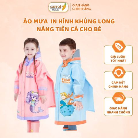 Áo Mưa Cho Bé 2-10 Tuổi Loại Tốt, Áo Mưa Trẻ Em Họa Tiết Hình Thú Ngộ Nghĩnh
