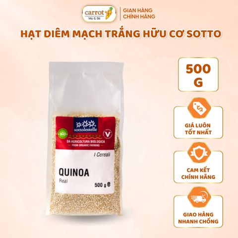 Hạt Quinoa, Hạt Diêm Mạch Trắng Hữu Cơ Sottolestelle 500G