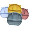 Khay Ăn Dặm Silicon 4 Ngăn Tai Gấu Có Đế Hút Chân Không