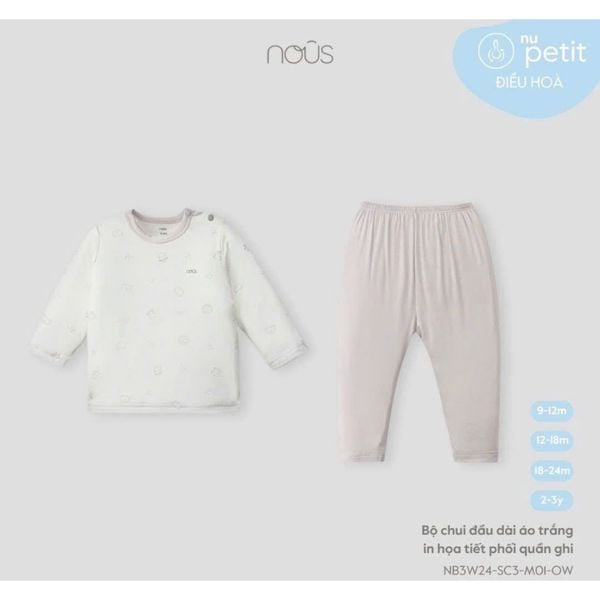 Quần Áo Thu Đông Nous Dài Tay Cho Bé Từ 7Kg Đến 15Kg, Bộ Chui Đầu Dài Tay Cho Bé