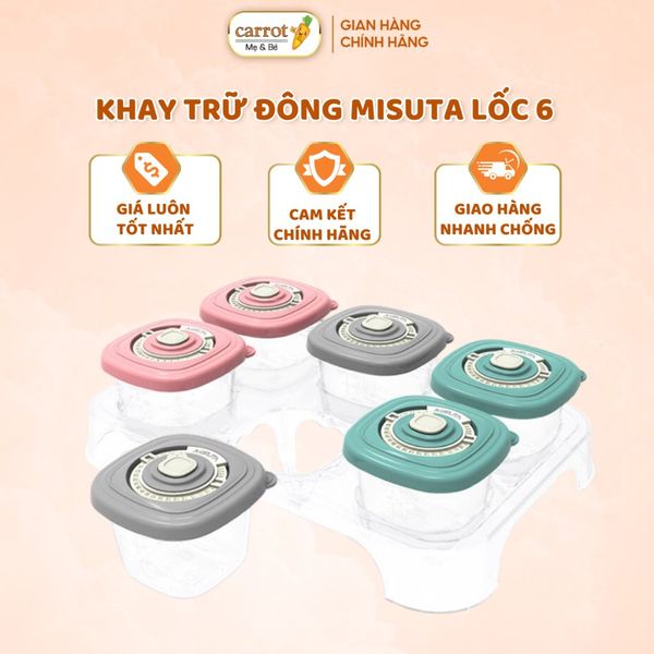 Khay Trữ Đông Misuta Lốc 6 Hộp, Hộp Đựng Thức Ăn, Khay Đựng Đá