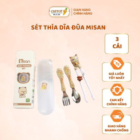 Sét Thìa Dĩa Đũa Misan Ăn Dặm Cho Bé - Kèm Hộp Đựng Tiện Lợi
