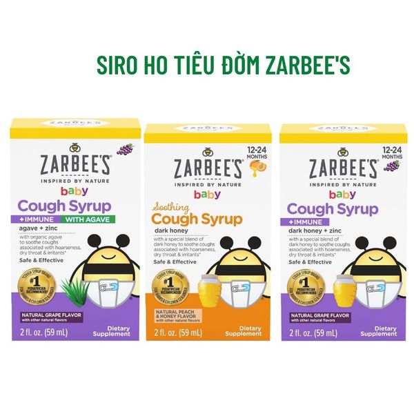 Siro ho tiêu đờm tăng đề kháng + kẽm Zinc Zarbee's Baby Cough Syrup cho trẻ sơ sinh 59ml 12-24T