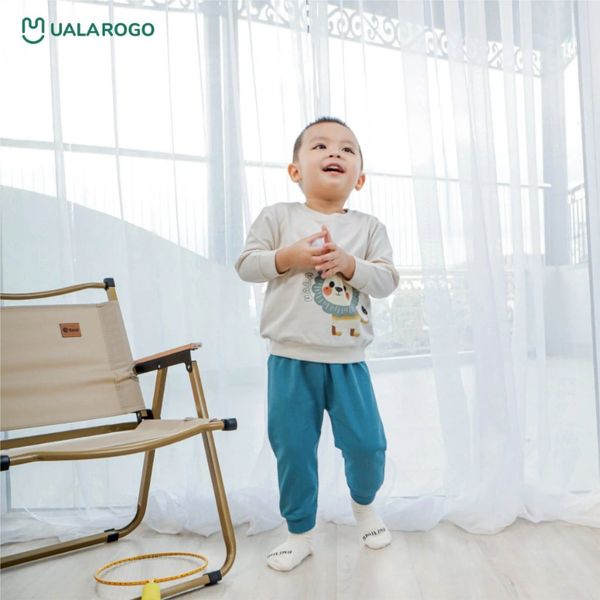 Bộ Dài Tay Nỉ Chéo Ualarogo UR3542 Cho Bé Trai Bé Gái, Bộ Dài Tay Cho Bé 1-5 Tuổi