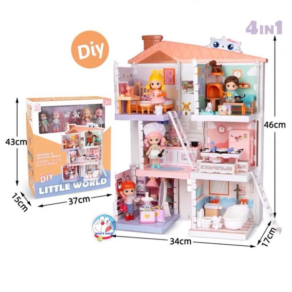 Hộp nhà búp bê DIY Little World WS8971 (hộp)
