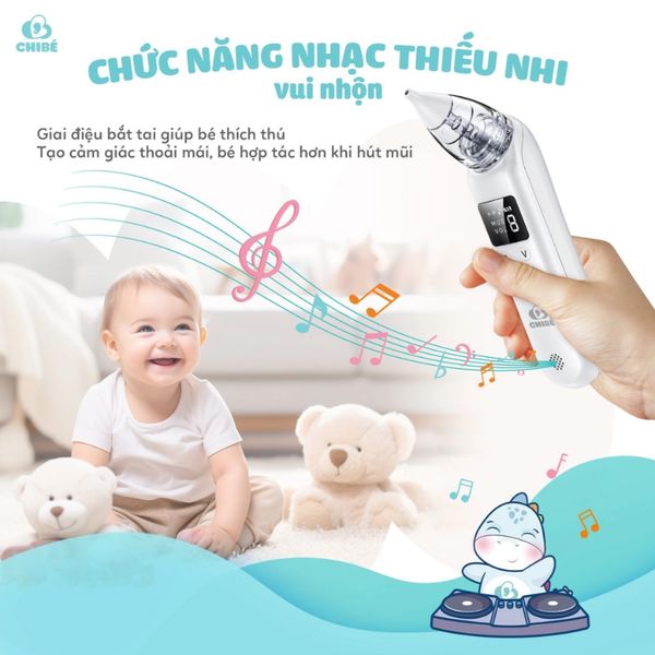 Máy Hút Mũi Cầm Tay Cho Trẻ Em CHIBÉ - 2 Đầu Hút, 9 Cấp Độ Sạch Mũi - 850mAh