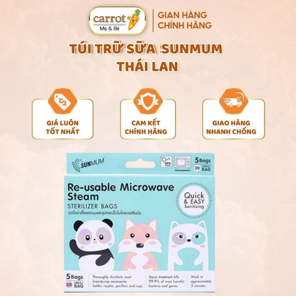 Túi Tiệt Trùng Bằng Hơi Nước Trong Lò Vi Sóng SunMum Thái Lan