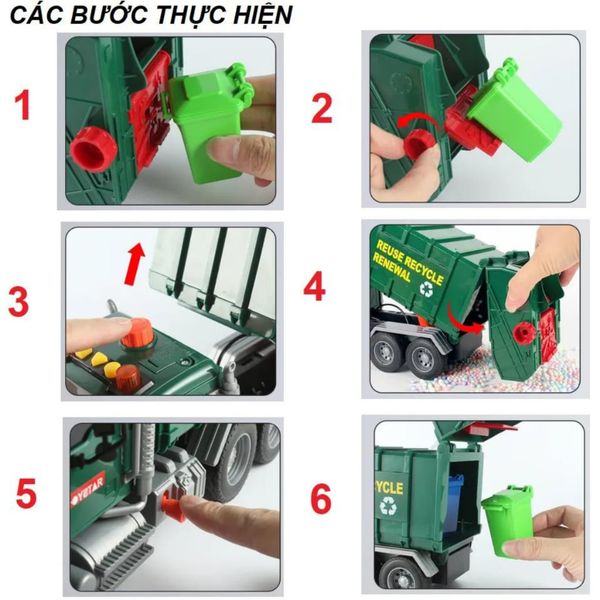 Xe Rác Jin Jia Toys 666-53p Đồ Chơi Trẻ Em Có Đèn Và Âm Thanh Kèm 3 Thùng Rác