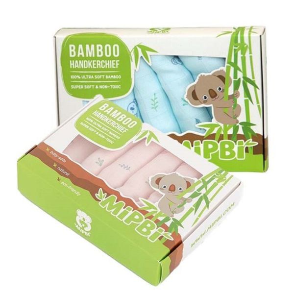 Set 6 Khăn Sữa MIPBI Sợi Tre 100%, Khăn Sợi Tre 3 Lớp