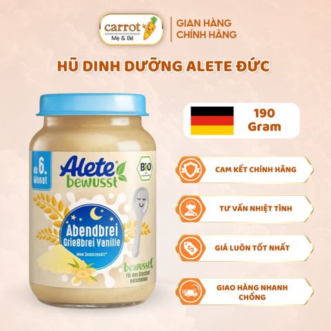 Hũ Dinh dưỡng Alete Đức 190g, Ngũ Cốc Dinh Dưỡng Alete Ăn Liền Cho Bé Từ 6 Tháng
