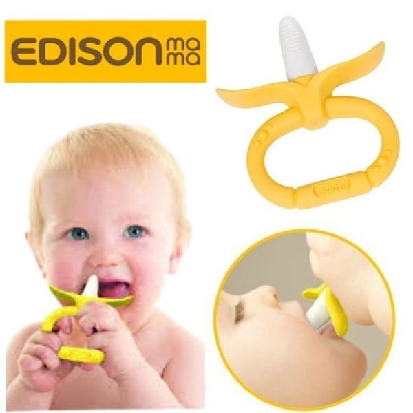 Gặm Nướu EDISON MAMA Nhật Bản, Gặm Nướu Hình Chuối An Toàn Cho Bé, Hàng Chính Hãng