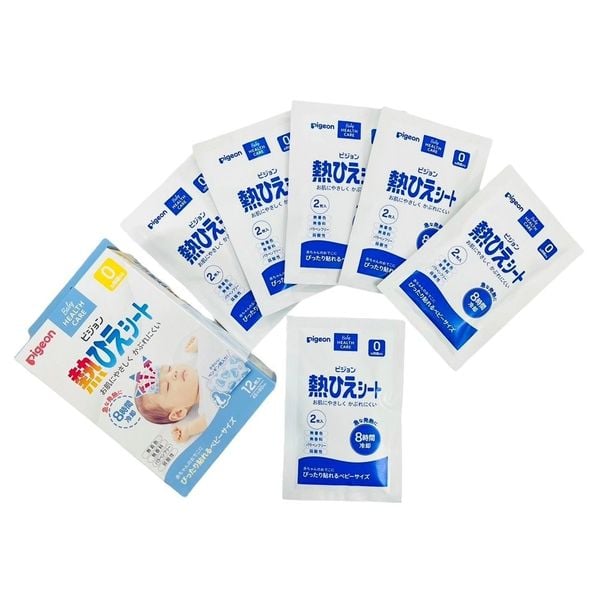 Miếng Dán Hạ Sốt Pigeon Cho Bé 0m+ Nội Địa Nhật Bản Hộp 12 Miếng (Làm Mát 8 Tiếng)
