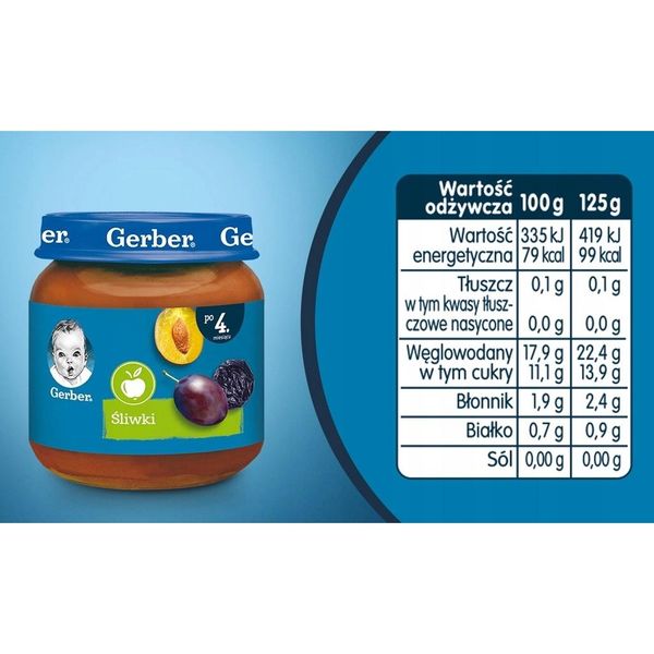 Mận Nghiền Gerber Nga Chống Táo Bón Cho Bé Từ 4 Tháng Tuổi 80G