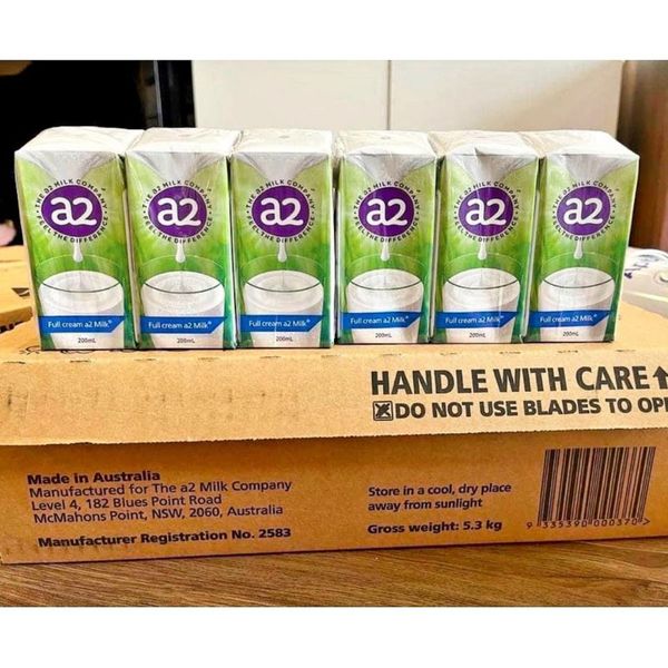 [ Lốc 6 Hộp] Sữa Tươi Sữa Triệt Trùng A2 Nguyên Kem 200ml