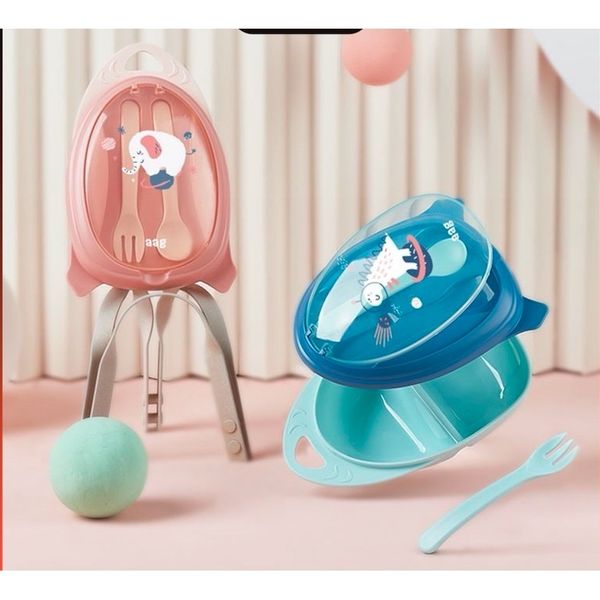 Bộ Bát Ăn Dặm AAG Có Thìa Và Nĩa, Bát Ăn Dặm Phi Thuyền Hàn Quốc Cho Bé