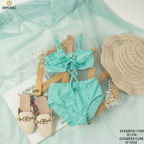 Bộ Đồ Bơi Bé Gái Màu Xanh SAPODILL, Đồ Bơi Cho Bé Gái Đi Biển